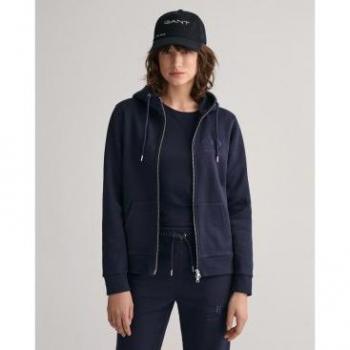 Gant Sweatshirt Reg Tonal Shield Zip Hoodie 4200671 Dunkelblau Regular Fit