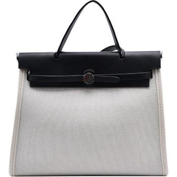 Bolso Lona Contrastada Bandolera Mujer