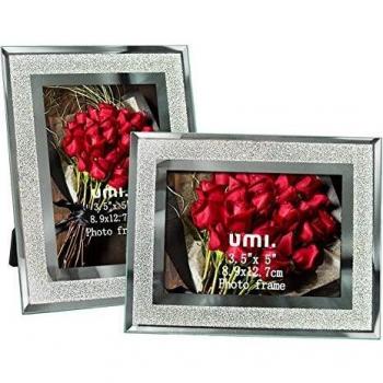 UMI Décor – Lot de 2 cadres photo pailletés, verre 9×13 cm