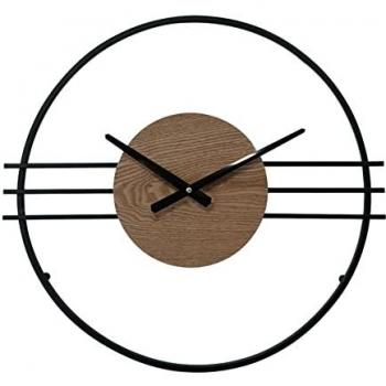Wohnzimmeruhr aus MDF und Metall, 50 cm, schwarz/braun