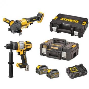 Dewalt DCK2016T2T-QW 3-Gang-Akku-Schlagbohrschrauber, Akku-Winkelschleifer incl. batería recargable, incl. 2. batería recargable