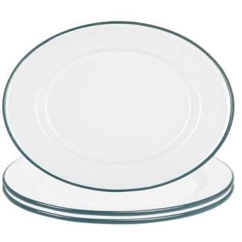 Argon White Enamel Dinner Platter Set – 30.5cm × 22.5cm (3pcs)