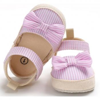 Bébé chaussures d'été à motif rayé, semelle flexible