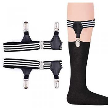 Locking Clip Striped Sock Suspenders