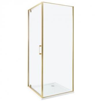 Box Doccia Vetro Temperato con Cornice Dorata e Porta Singola 70 x 70 x 185 cm