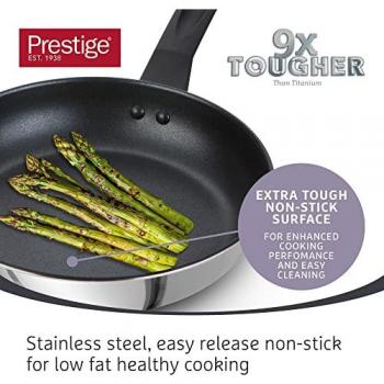 Prestige 9X Tougher Non-Stick Stainless Steel Saucepan and Frying Pan Set