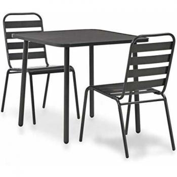 VidaXL 3-tlg. Balkonset Stahl Dunkelgrau