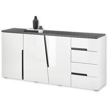 HBZ Sideboard Boston hochglanz weiß, 3 Türen, 4 Schubkästen