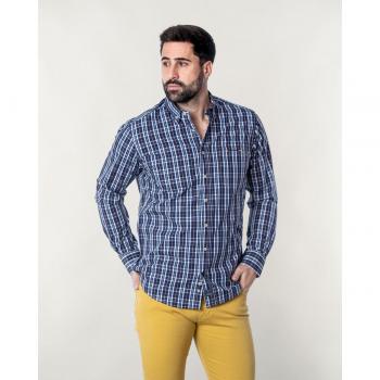 Camisa Spagnolo popelín cuadros azul marino para hombre