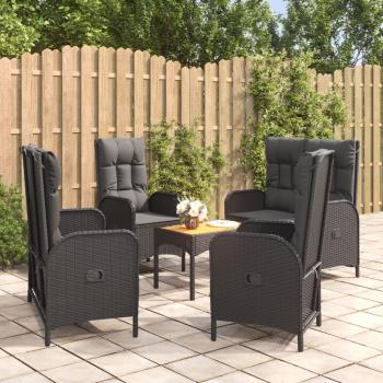 Conjunto de Jantar para Jardim 5 Peças com Almofadas Pretas