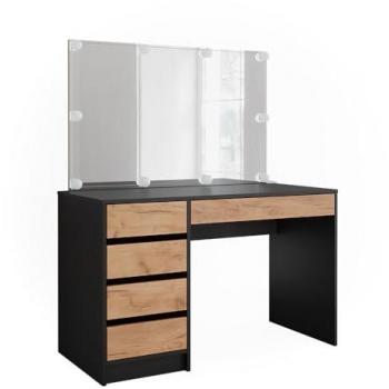 Vicco Miroir & Éclairage LED Coiffeuse Sherry Anthracite-Chêne Doré
