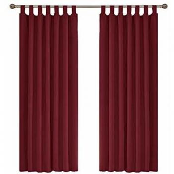 Red UMI Essentials Thermal Curtain Set – 55 x 70, Blackout, 2 Panels, Tab‑Top Design