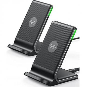 INIU Wireless Charger 2-Pack, Qi-Certified 15W Fast Wireless Charging Stand