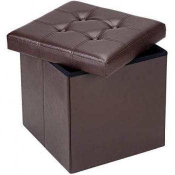 Sgabello imbottito contenitore marrone 40x40x40cm