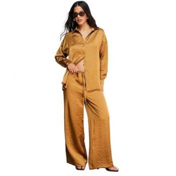 Hammered Satin Drawstring Trousers – Gold Edition
