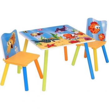 Mobili da gioco per bambini set tavolino sicuro con sgabelli oceano