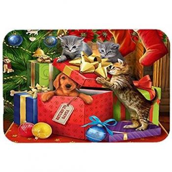 Large Kittens Return Puppy to Santa Claus Glass Cutting Board