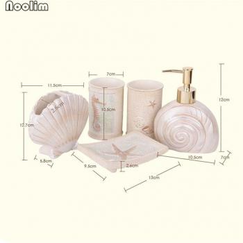 Set de baño con conchas del Mediterráneo: 5 piezas