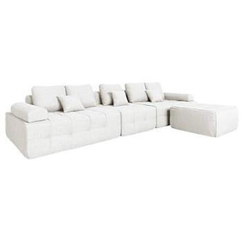 Canapé 5 places en tissu avec pouf Snuggy