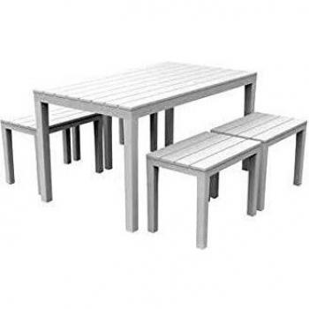 IPAE-PROGARDEN Set da Giardino 4 Panchine 1 Tavolo Bianco