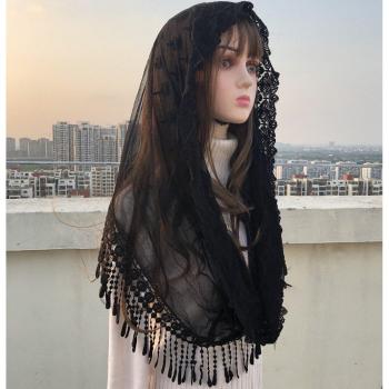 Voile Chic Musulman Noir-White avec Écharpe