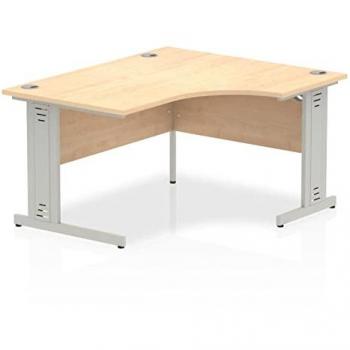 Impulse 1400mm Right Crescent Desk Maple Top Silver Cable Managed Leg