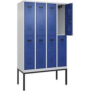 C+p Vestiaire à Deux Niveaux, 4 Compartiments, Gris