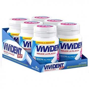 Vivident Xylit Chewing Gum Senza Zucchero, Gusto Menta, Confezione da 6 Barattoli Mini