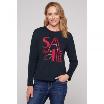 SOCCX Damen Sweater, Größe XS, blau, kuschelige Innenseite