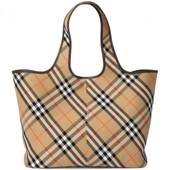 Burberry Women's Check Medium Tote Bag in Beige | 8093976