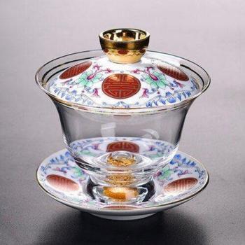 Luxury Gold-Plated Gaiwan and Bowl Set