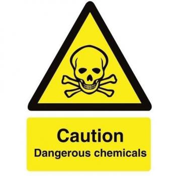 Stewart Danger Alert Sign – Chemical Warning, Self‑Adhesive Vinyl, 150×200 mm