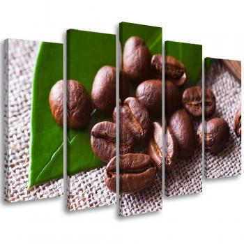 Tela stampata con immagine di cinque chicchi di caffè 100x70 marrone
