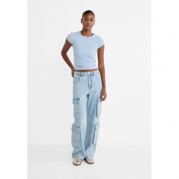 Stradivarius Multi-pocket cargo jeans Blue denim 10