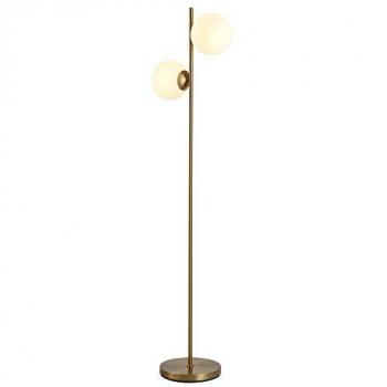 HOMCOM Gold-Weiße Stehlampe mit 2 Lampenschirmen, 165 cm hoch