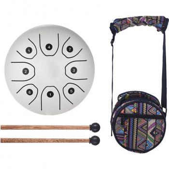 Portable 8-Tone Steel Tongue Drum with Drumsticks