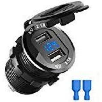 CHGeek 2‑Port USB Auto-Lader 21 W – Wasserdichte Steckdose mit Voltmeter