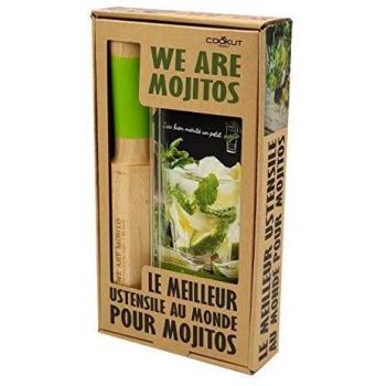 Mojito Essentials Pack – Wooden Storage Set (4‑in‑1), Dual Glass Straws & Manual