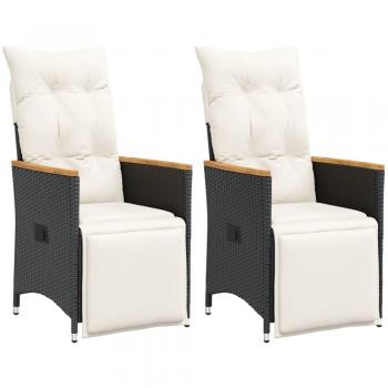 2 pcs Reclining Garden Chairs with Cushions