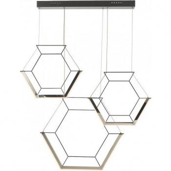 Suspension LED intégrée Hexagon 1 ampoule 48 cm Chrome poli noir satiné