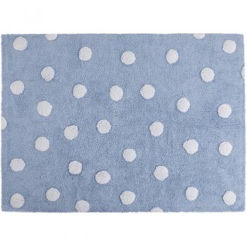 Tapis coton lavable bleu et blanc 120x160 cm