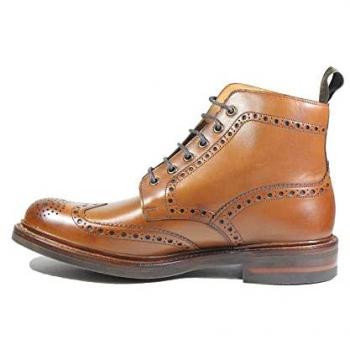 Loake Men's Tan Burnished Brogue Derby Boots