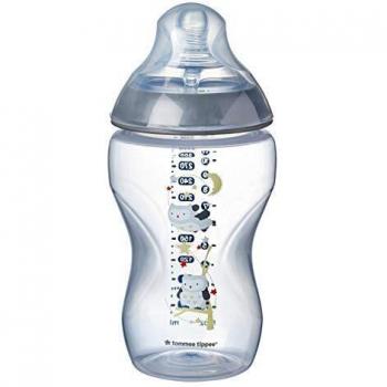 Tommee Tippee Closer to Nature Babyflasche, Anti-Kolik Ventil, 260ml, Grau mit Eule, 3+ Monate