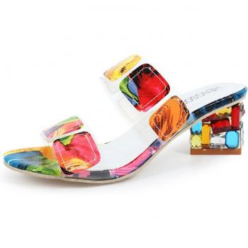 Big Size 41 Women's Summer Footwear with Square Heels