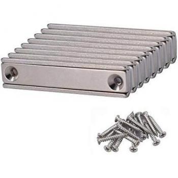 Imanes de neodimio Magnetpro 8 piezas 30 kg de fuerza 60 x 13.5 x 5 mm con tornillos de fijación