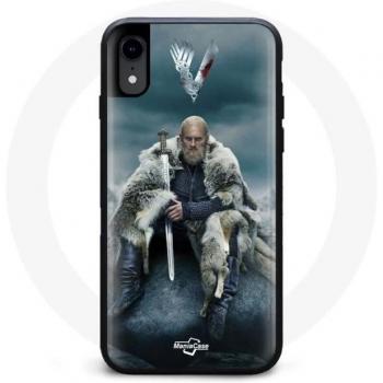 IPhone X Hoesje Vikings Seizoen 6 Ragnar Lothbrok met V Zwaard en Mistachtige Achtergrond