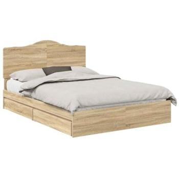Lit de Rangement 160x200 cm, Boîte à tiroirs, Chêne Sonoma – VidaXL