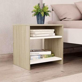 Sonoma Oak and White Bedside Tables 2 pcs 40x30x40 cm