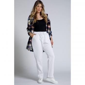 Women's Plus Size Drawstring Joggers, White, Cotton/Polyester Blend, Size 40/42