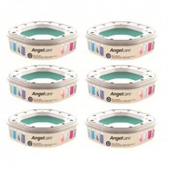 Angelcare Kit de Recambios para Papelera – 6 Cubos, Blanco con Motivo Sutil